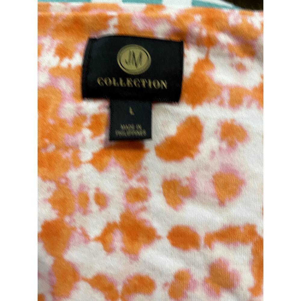 JM Collection Cold Shoulder Tunic, Orange Pattern, Size L - Picture 4 of 5